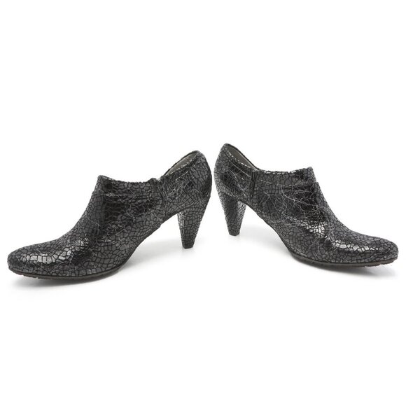 Ron White Leather Patent Ankle Shoe Shootie Black Reptile Eyelash Holographic 42 - Picture 11 of 13